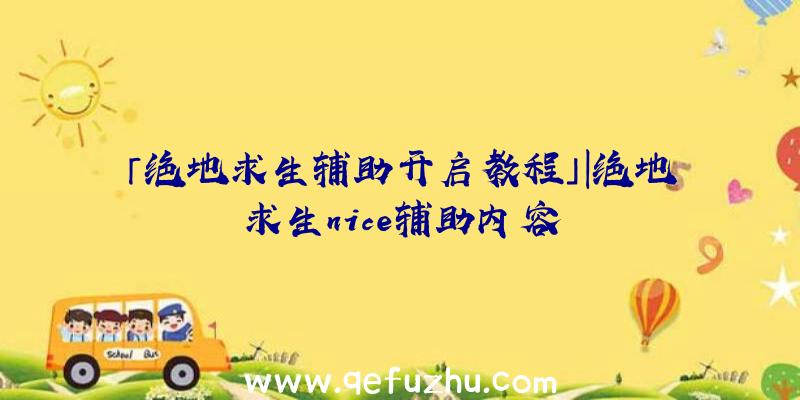 「绝地求生辅助开启教程」|绝地求生nice辅助内容